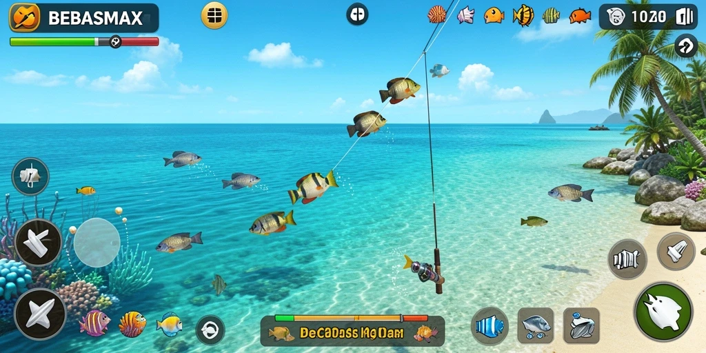 Gameplay seru BEBASMAX dengan berbagai spesies ikan.