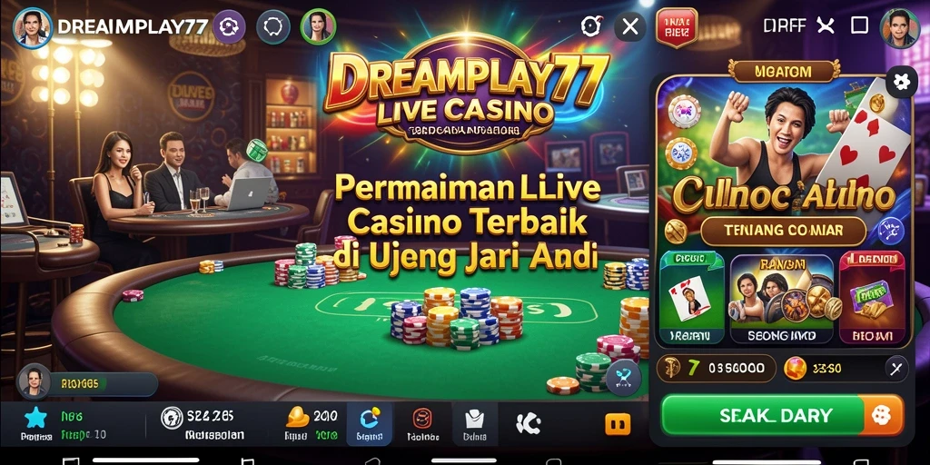 Tampilan gameplay mendebarkan dari aplikasi Live Casino DREAMPLAY77.
