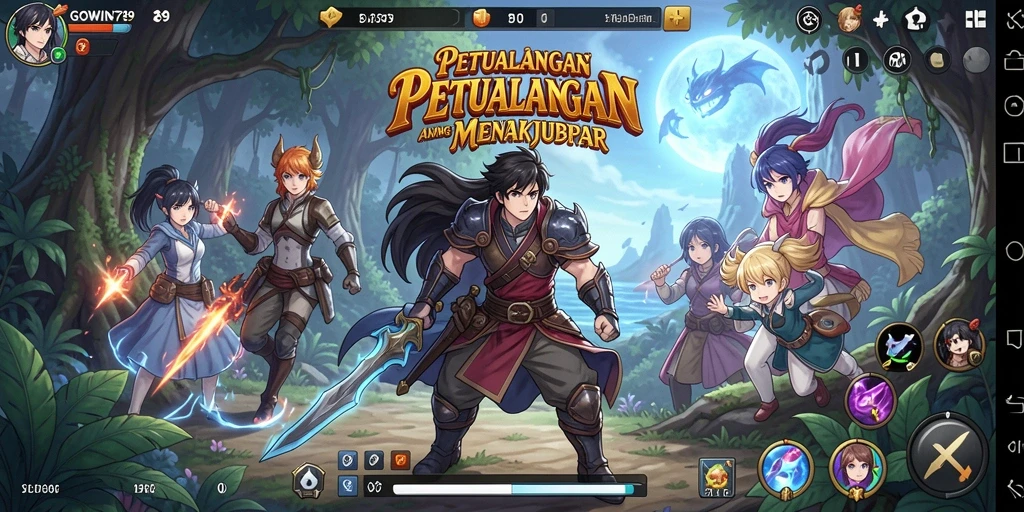 Tampilan gameplay GOWIN789 menampilkan pertarungan seru di dunia anime.