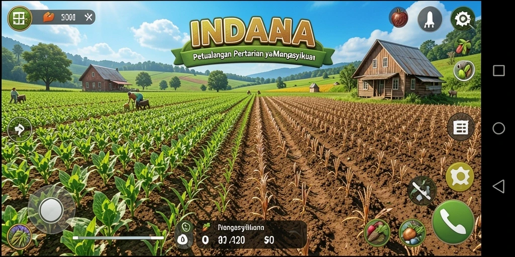 Tampilan gameplay menarik dari INDAAA yang menunjukkan aktivitas pertanian.