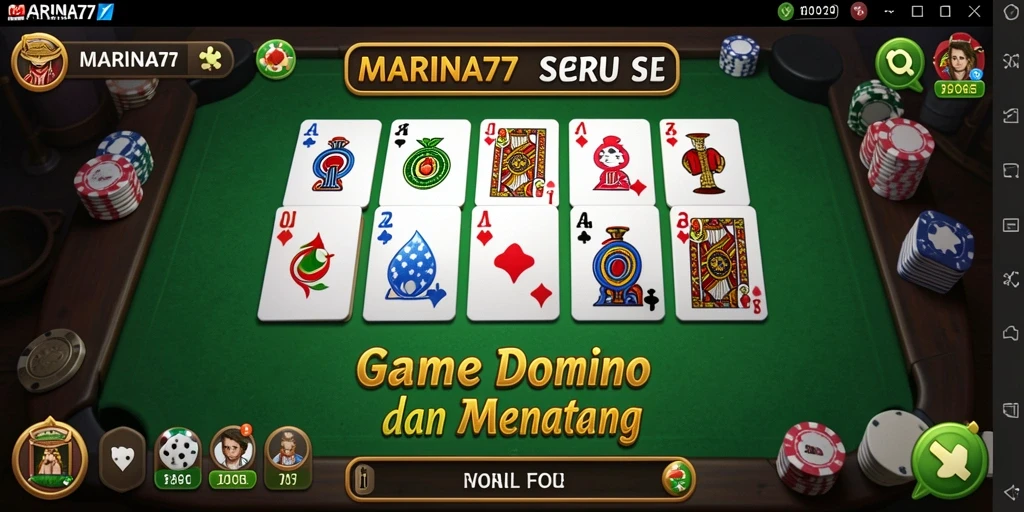 Screenshot gameplay MARINA77 menunjukkan antarmuka permainan domino yang menarik.