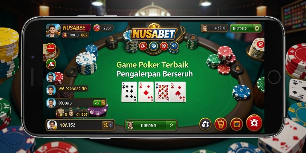 Tampilan gameplay Poker yang mendebarkan dan interaktif di NUSABET.