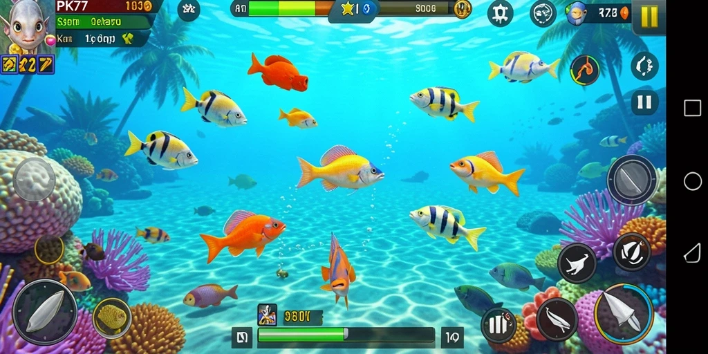 Tangkapan layar menampilkan aksi seru dalam game Tembak Ikan.