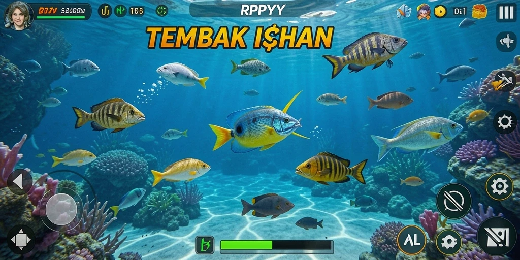 Tangkapan layar menunjukkan aksi menembak ikan yang cepat dan seru dalam RPYYY.