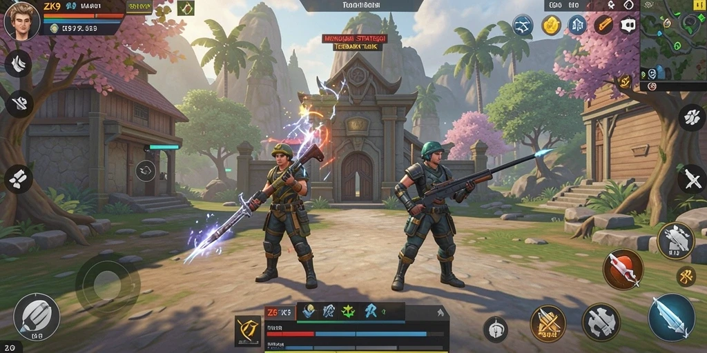 Tampilan gameplay ZK9 dengan pemandangan strategis yang menarik.